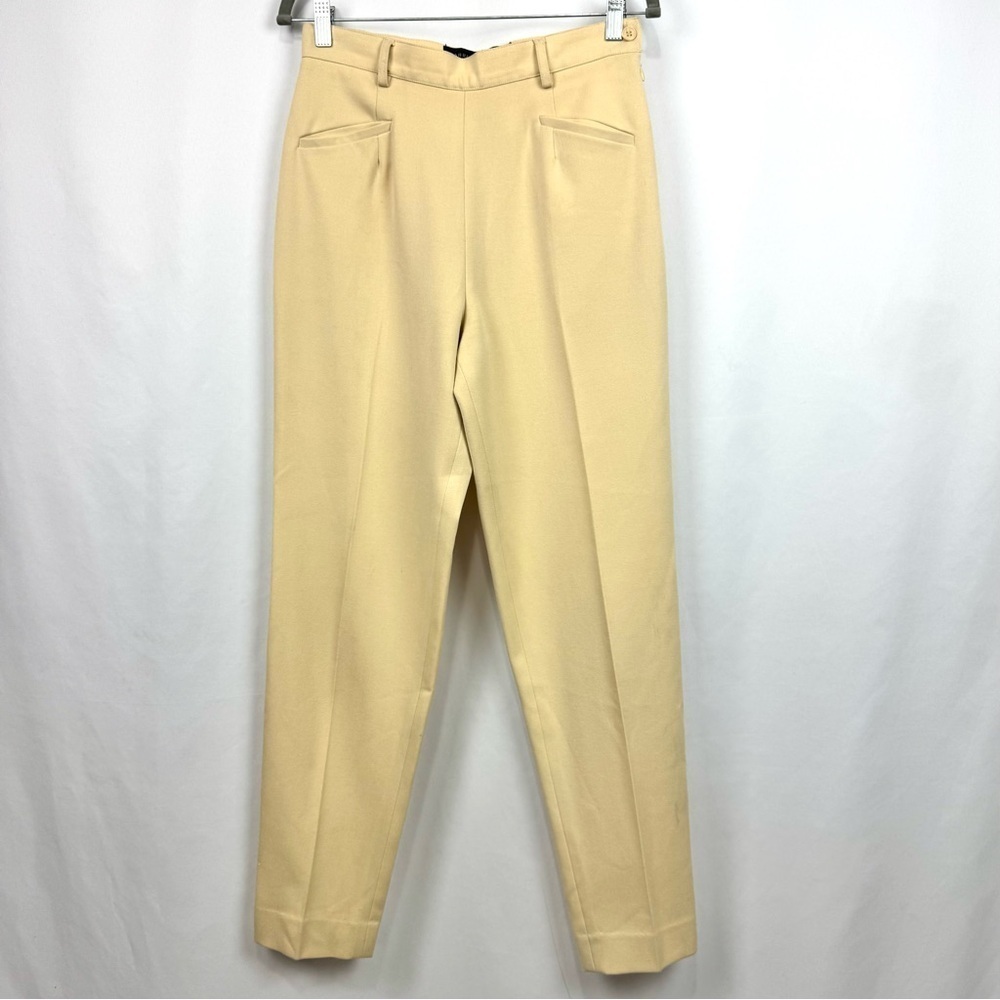 FABRIZIO GIANNI Womens Sz 8 Cream Stretch High Rise Straight Leg Comfort Trouser